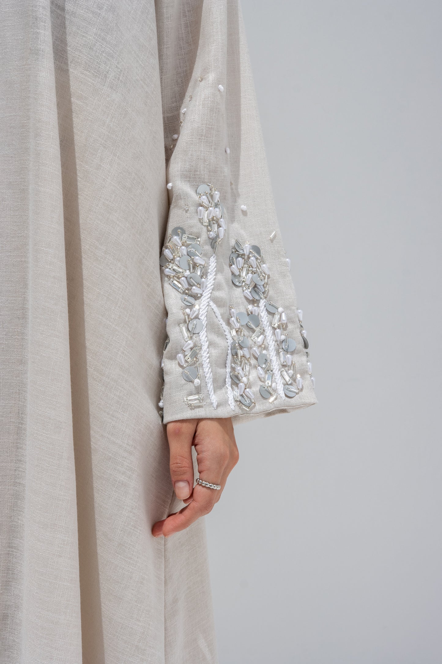 Embroidered Linen Abaya