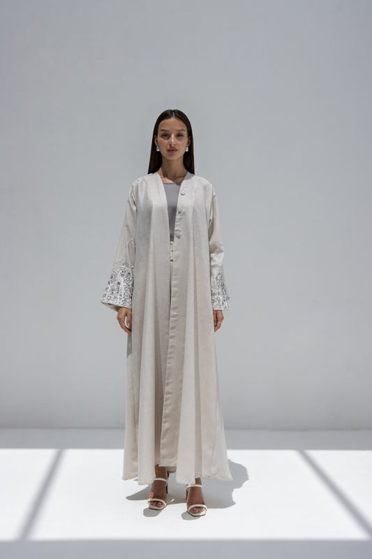 Embroidered Linen Abaya