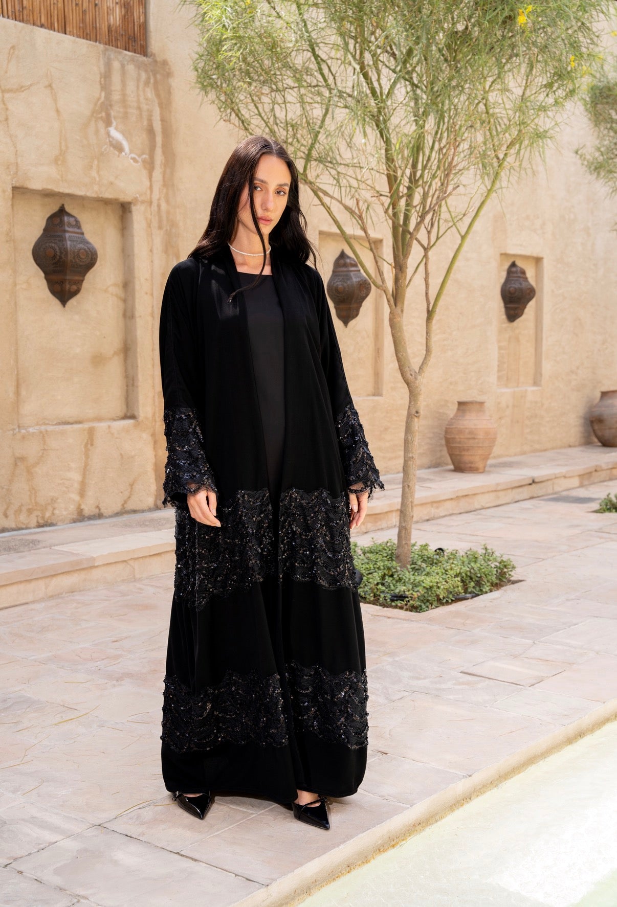 Noir Cascade Abaya