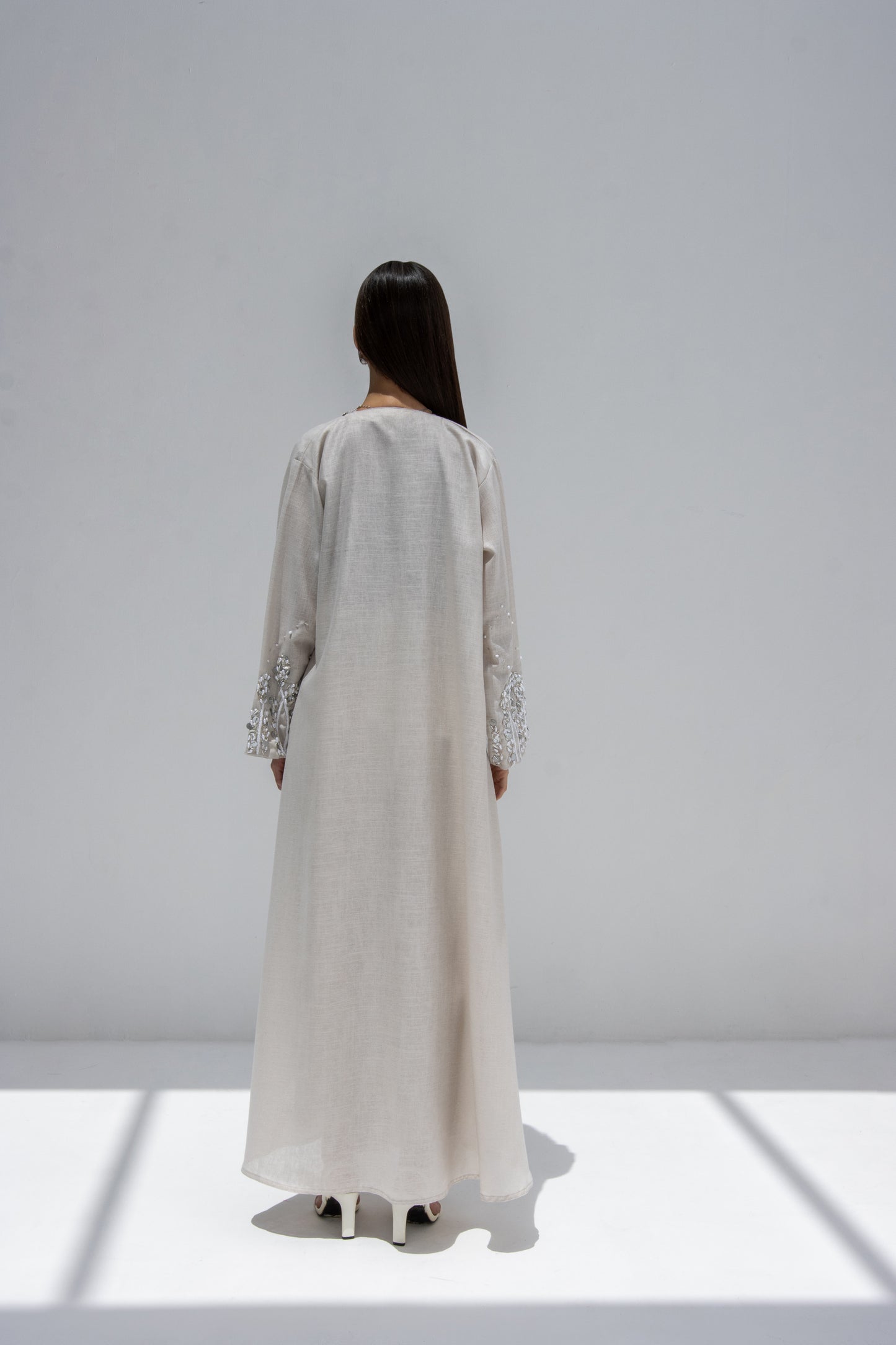 Embroidered Linen Abaya