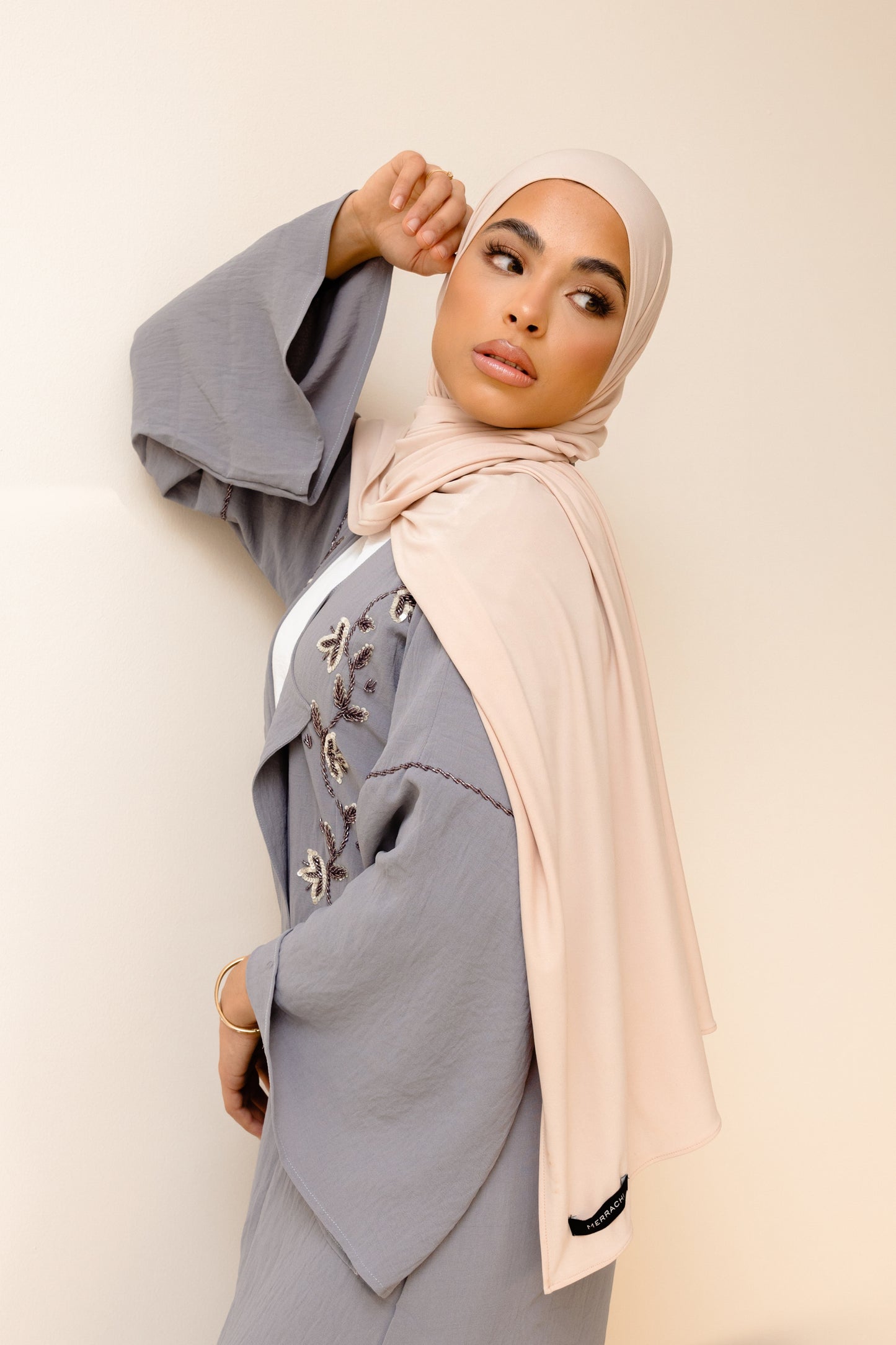 Grey Cotton Crush Abaya